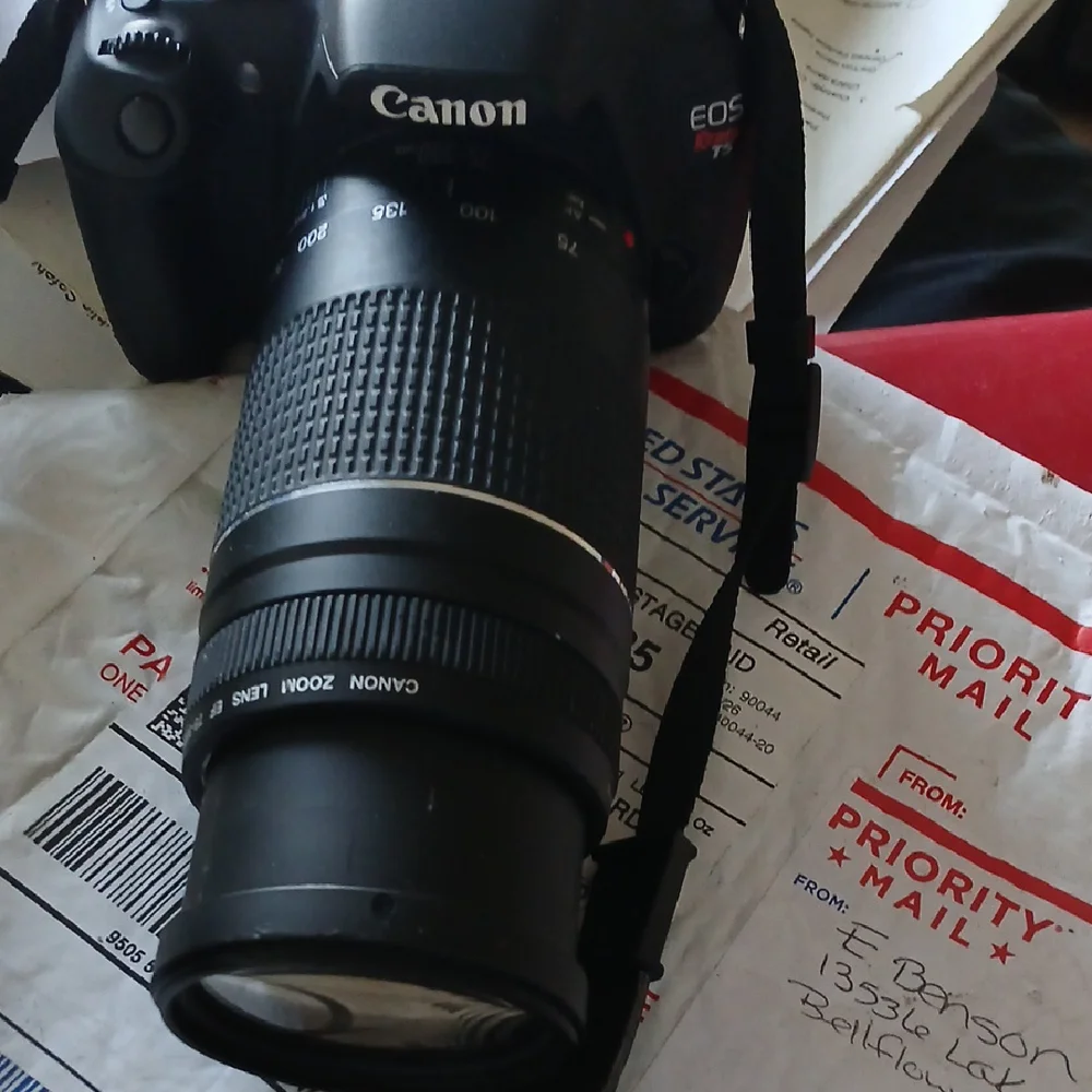 Canon Black EOS Camera with 200mm Lens